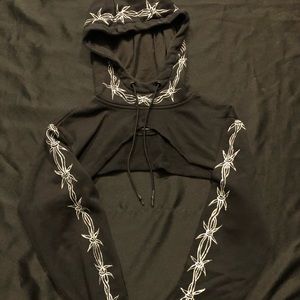 One of a kind rare tattoo Barbed wire hoodie scarf